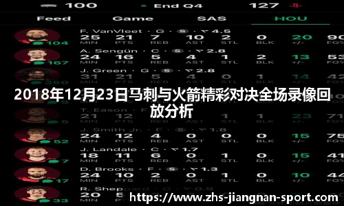 2018年12月23日马刺与火箭精彩对决全场录像回放分析